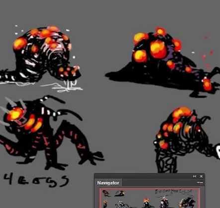 Yes, this image was all hand drawn, but it seems like a shader can also do what that red-orange fade
